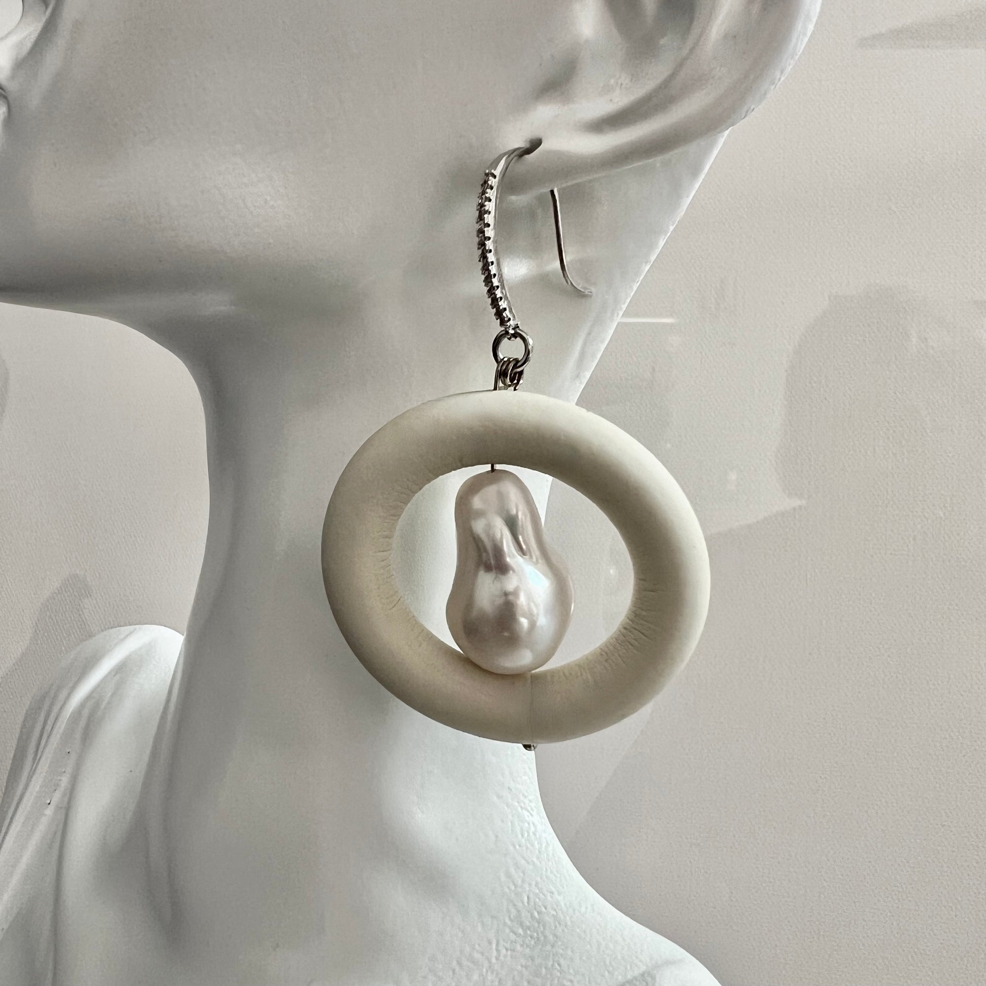 Baroque Pearl Earrings Silver