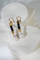 Rubber and Baroque Pearl Earrings Silver or Gold