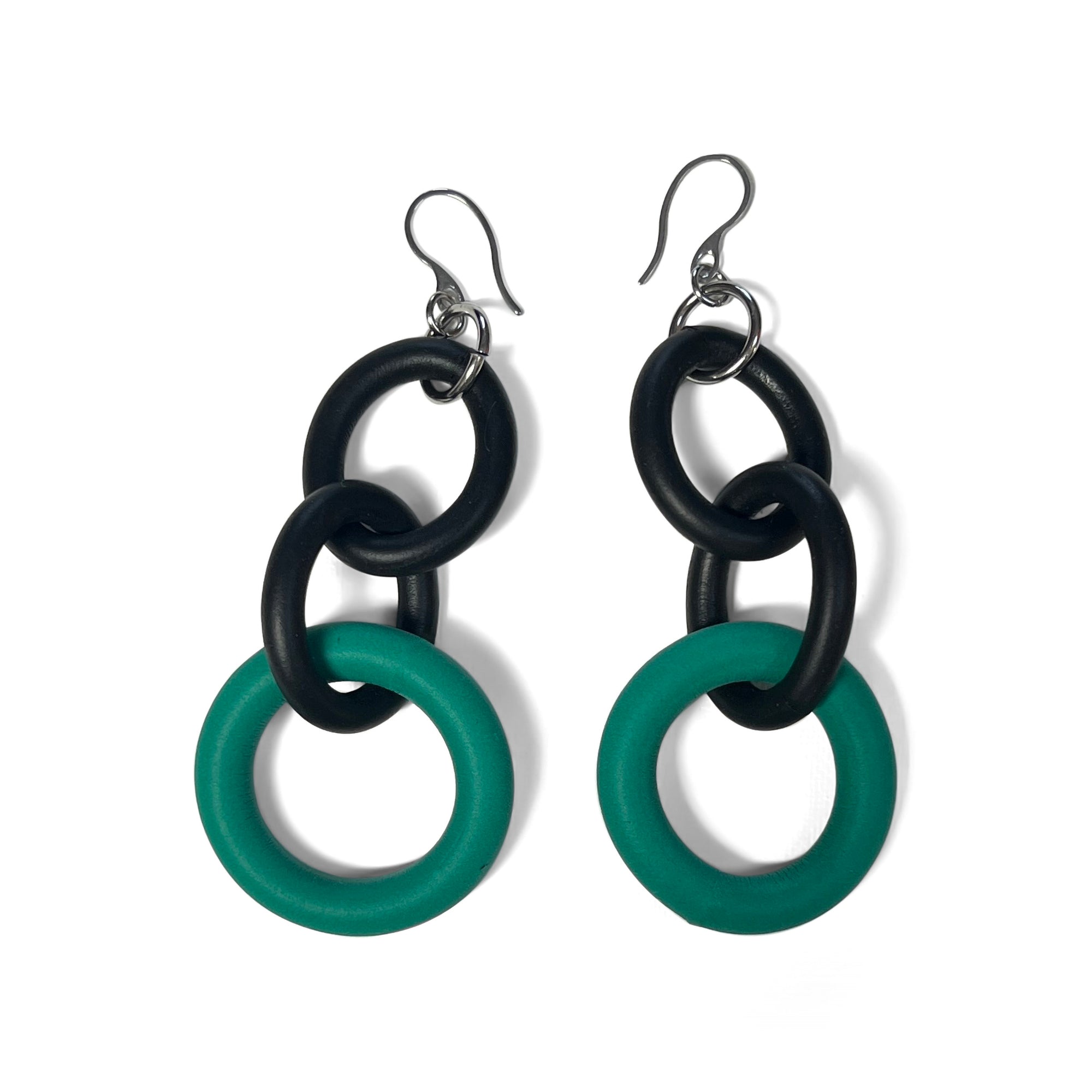 Bicolor Rubber Link Earrings