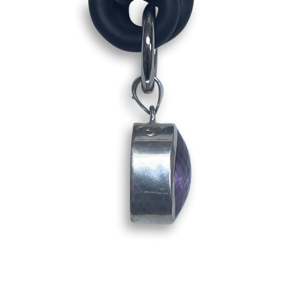 Purple Amethyst and Rubber Necklace #3