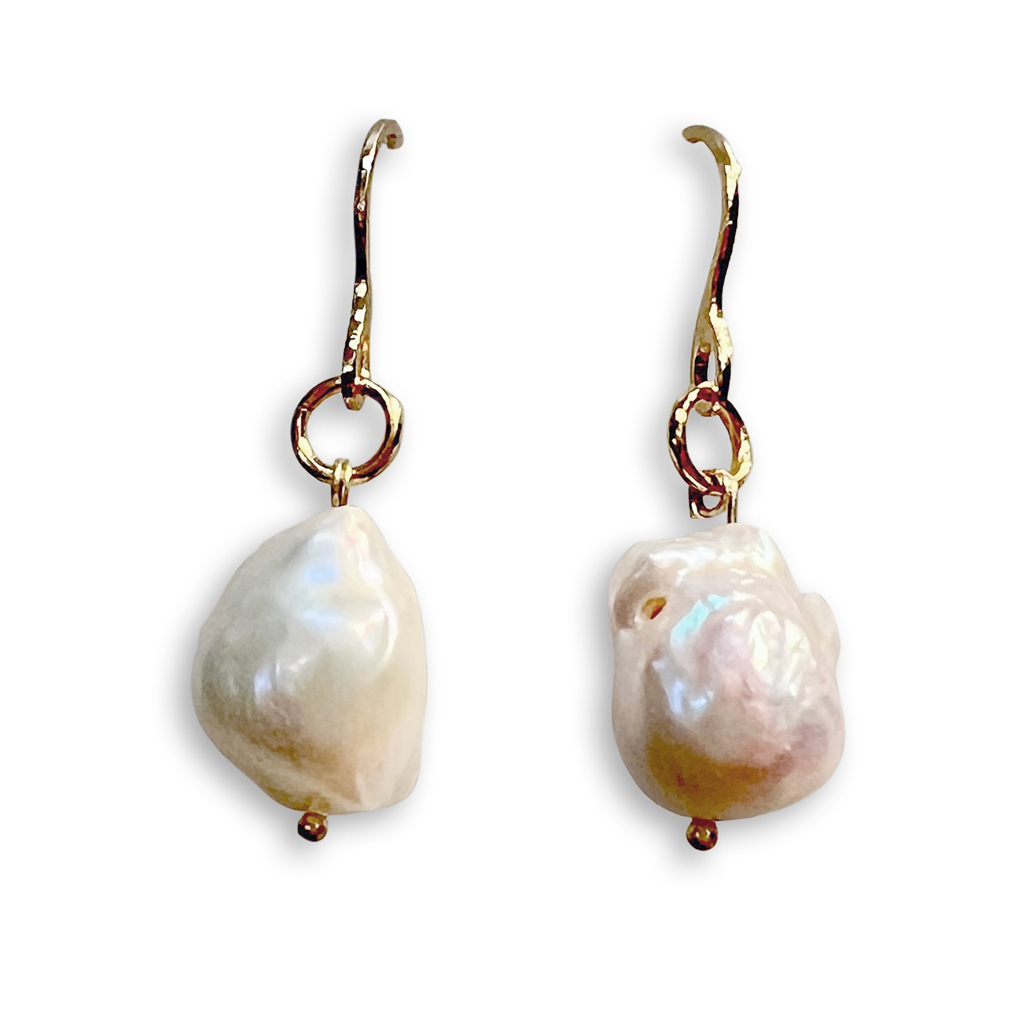 GENUINE BAROQUE PEARL TEARDROP EARRINGS. GOLD