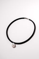Rubber Necklace with Floating Baroque Pearl