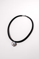 Rubber Necklace with Floating Baroque Pearl