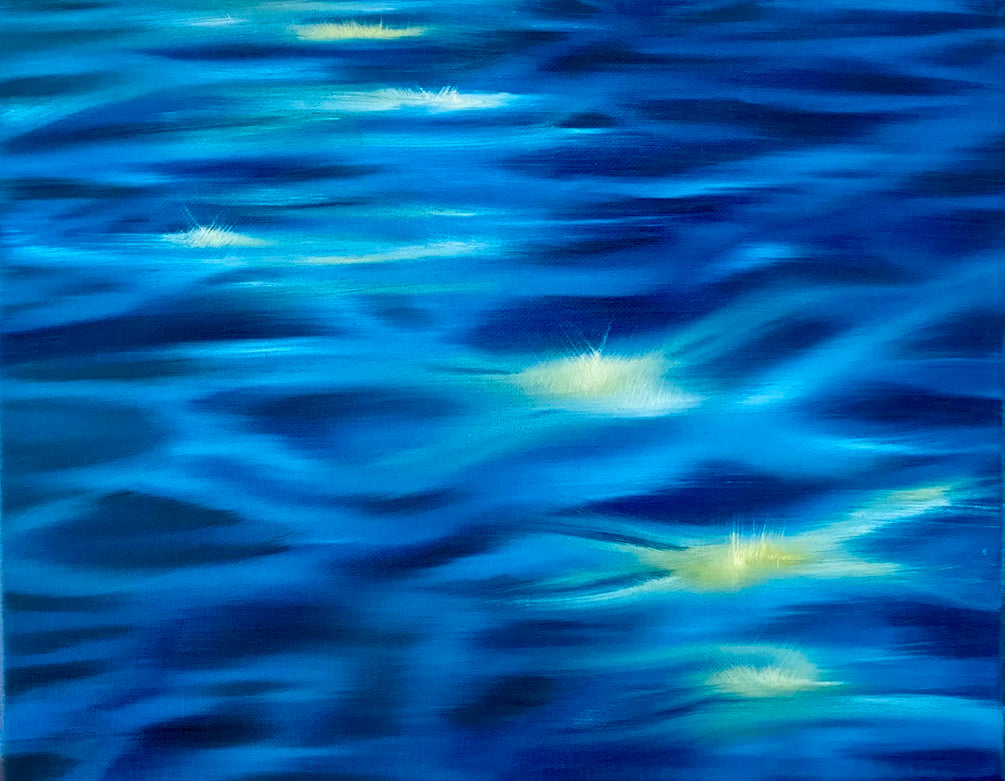 ocean reflections oil painting by Delphine Pontvieux