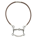 5 MM ROUND BRAIDED LEATHER NECKLACE WITH PELHAM HORSE BIT PENDANT AND CHAIN by nyet jewelry