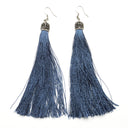 SILK TASSEL AND PAVE RHINESTONES EARRINGS by nyet jewelry
