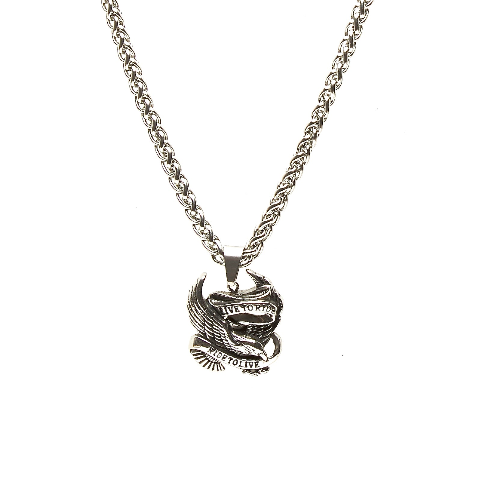 ROUND STAINLESS STEEL CHAIN NECKLACE WITH HEAVYWEIGHT PENDANT. by nyet jewelry