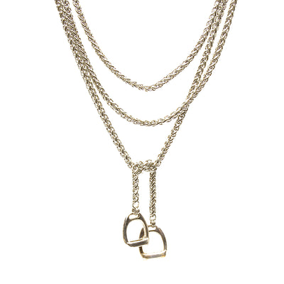 Extra Long Stainless Steel Lariat With stirrups by nyet jewelry.