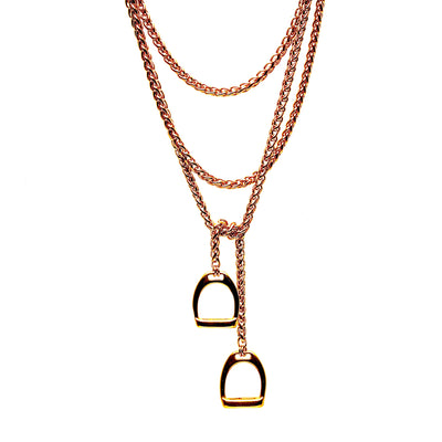 Extra Long Stainless Steel Lariat With stirrups by nyet jewelry.