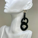 Rubber Ring Earrings with Plastic Chain Link (Assorted Colors)