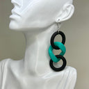 Rubber Ring Earrings with Plastic Chain Link (Assorted Colors)