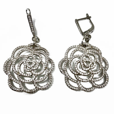 DROP EARRINGS WITH PAVE CUBIC ZIRCONIA. by NYET Jewelry