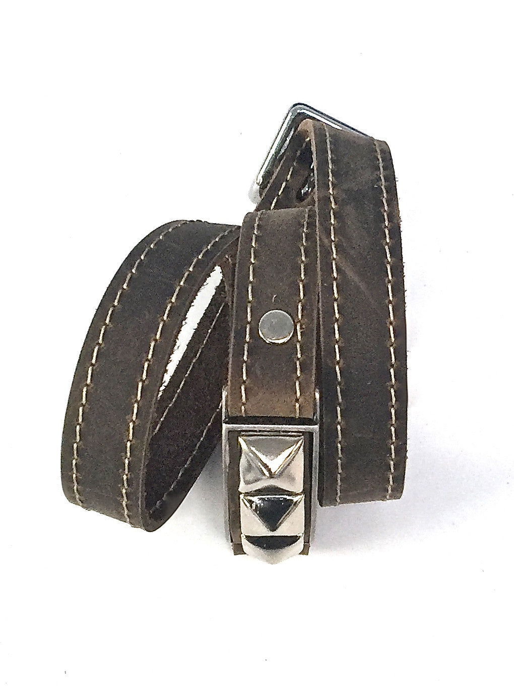Riveted Distressed Utility Leather Wraparound Bracelet Apps Save