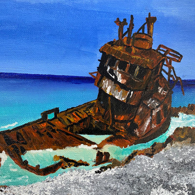 BIMINI'S WRECK PAINTING by D pontvieux close up