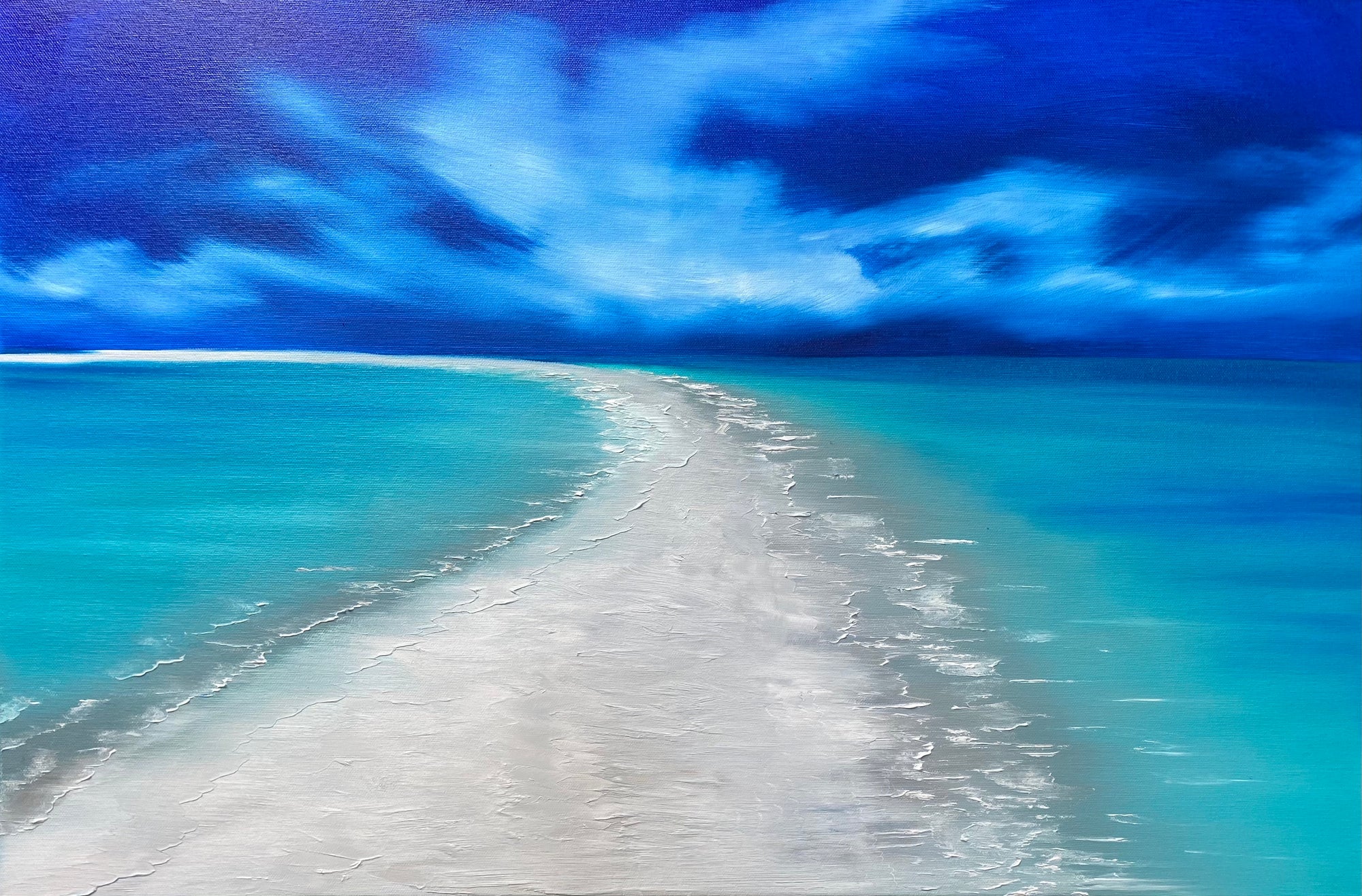 MUSHA CAY SANDBAR ORIGINAL PAINTING by Delphine Pontvieux.