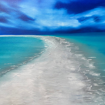 MUSHA CAY SANDBAR ORIGINAL PAINTING by Delphine Pontvieux.  truncated version