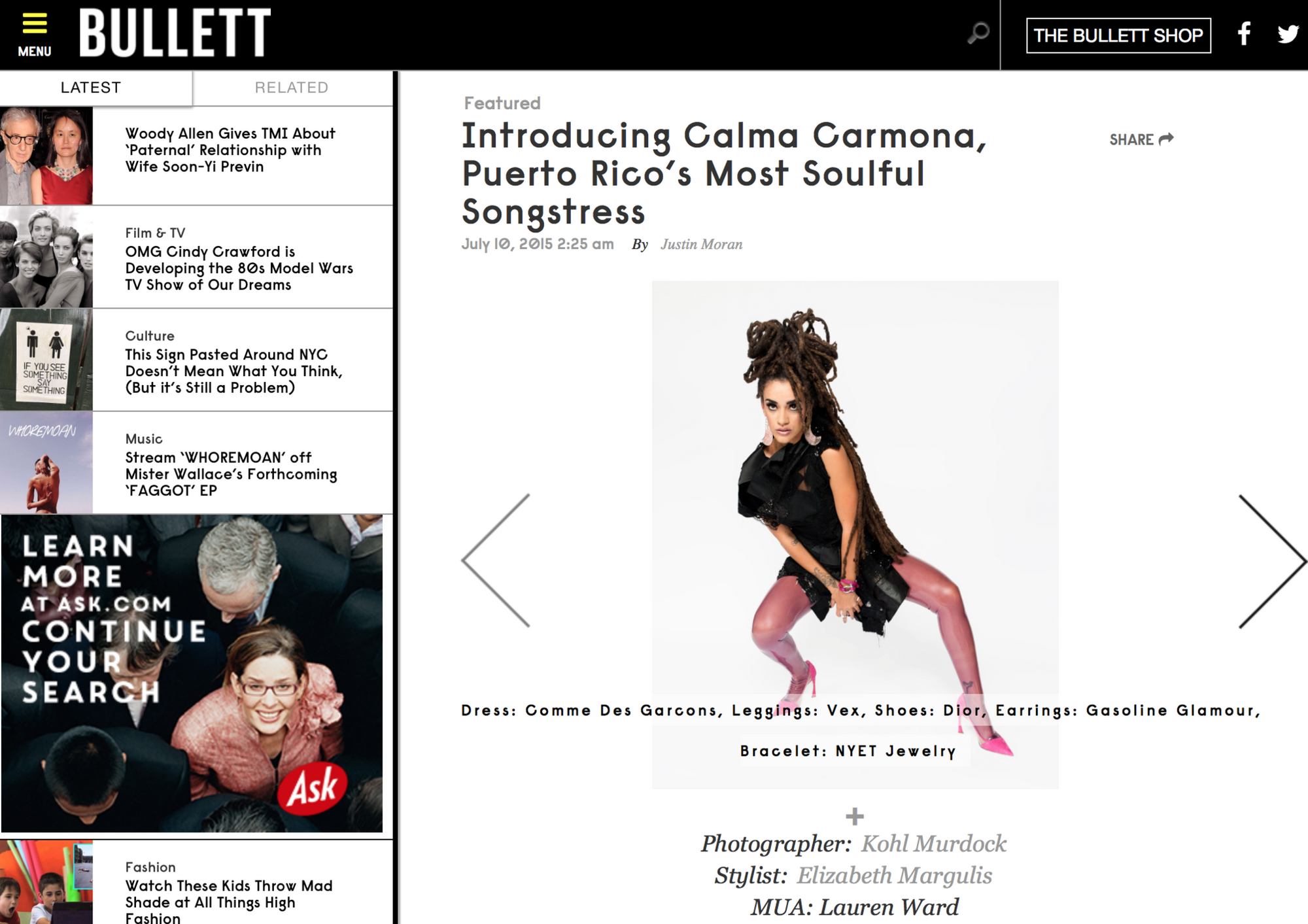 Nyet Jewelry featured in Bullet Magazine