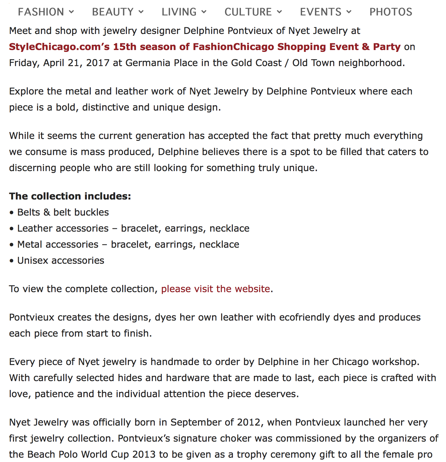 NYET JEWELRY FEATURED IN STYLECHICAGO.COM APRIL 2017