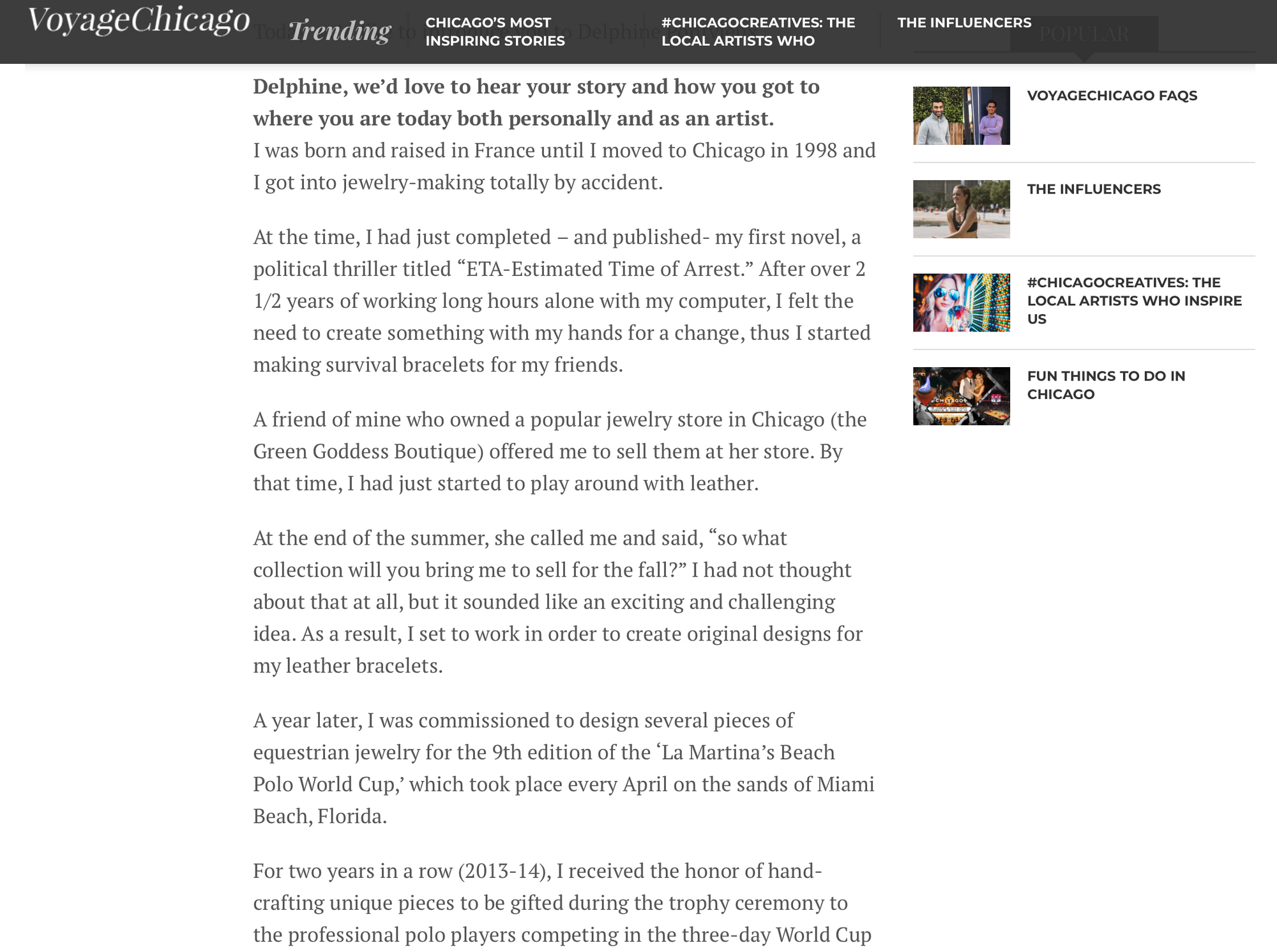 NYET JEWELRY INTERVIEW IN VOYAGECHICAGO.COM