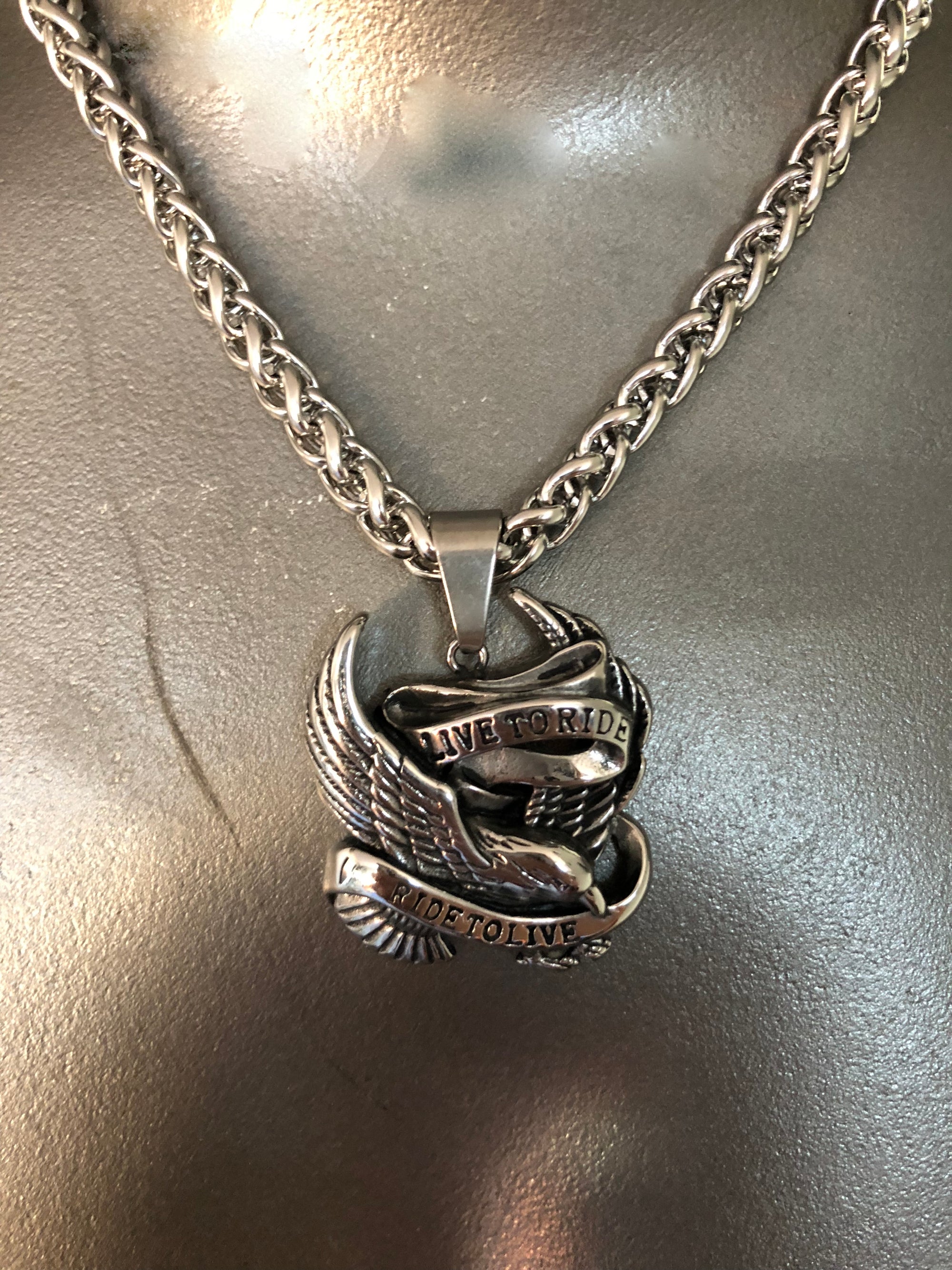 ROUND STAINLESS STEEL CHAIN NECKLACE WITH HEAVYWEIGHT PENDANT. by nyet jewelry