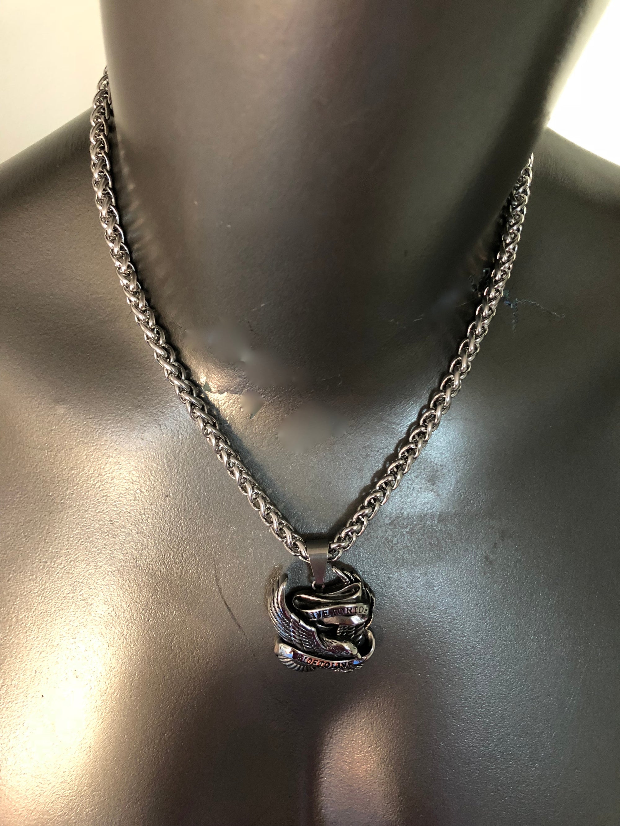 ROUND STAINLESS STEEL CHAIN NECKLACE WITH HEAVYWEIGHT PENDANT. by nyet jewelry