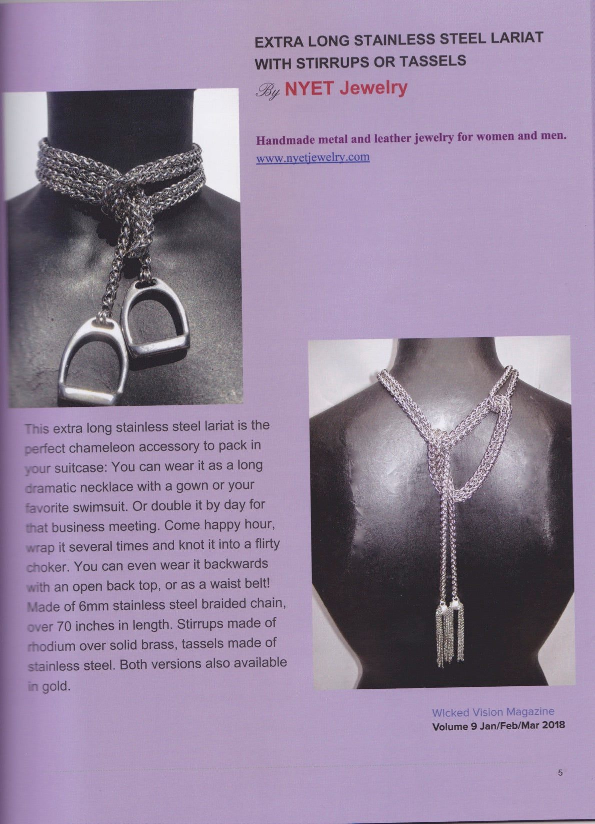 NYET JEWELRY IN WICKED VISION VOLUME 9 SPRING 2018