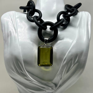 lemon topaz and rubber necklace by nyet jewelry