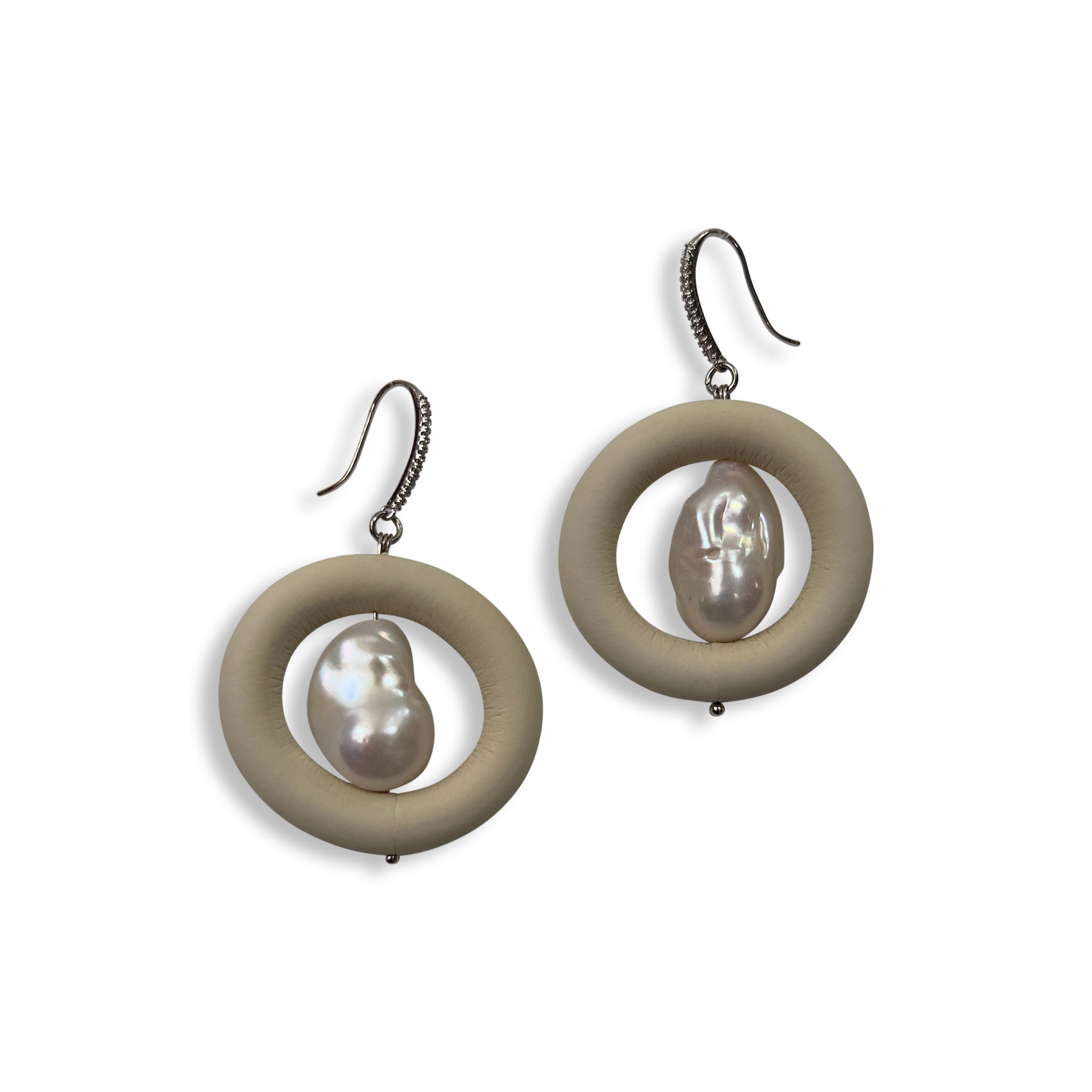 Baroque Pearl Earrings Silver in Black or White