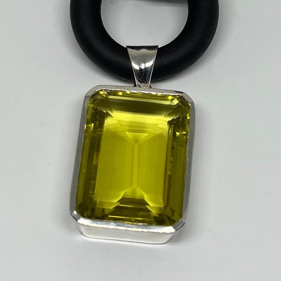 lemon topaz and rubber necklace by nyet jewelry