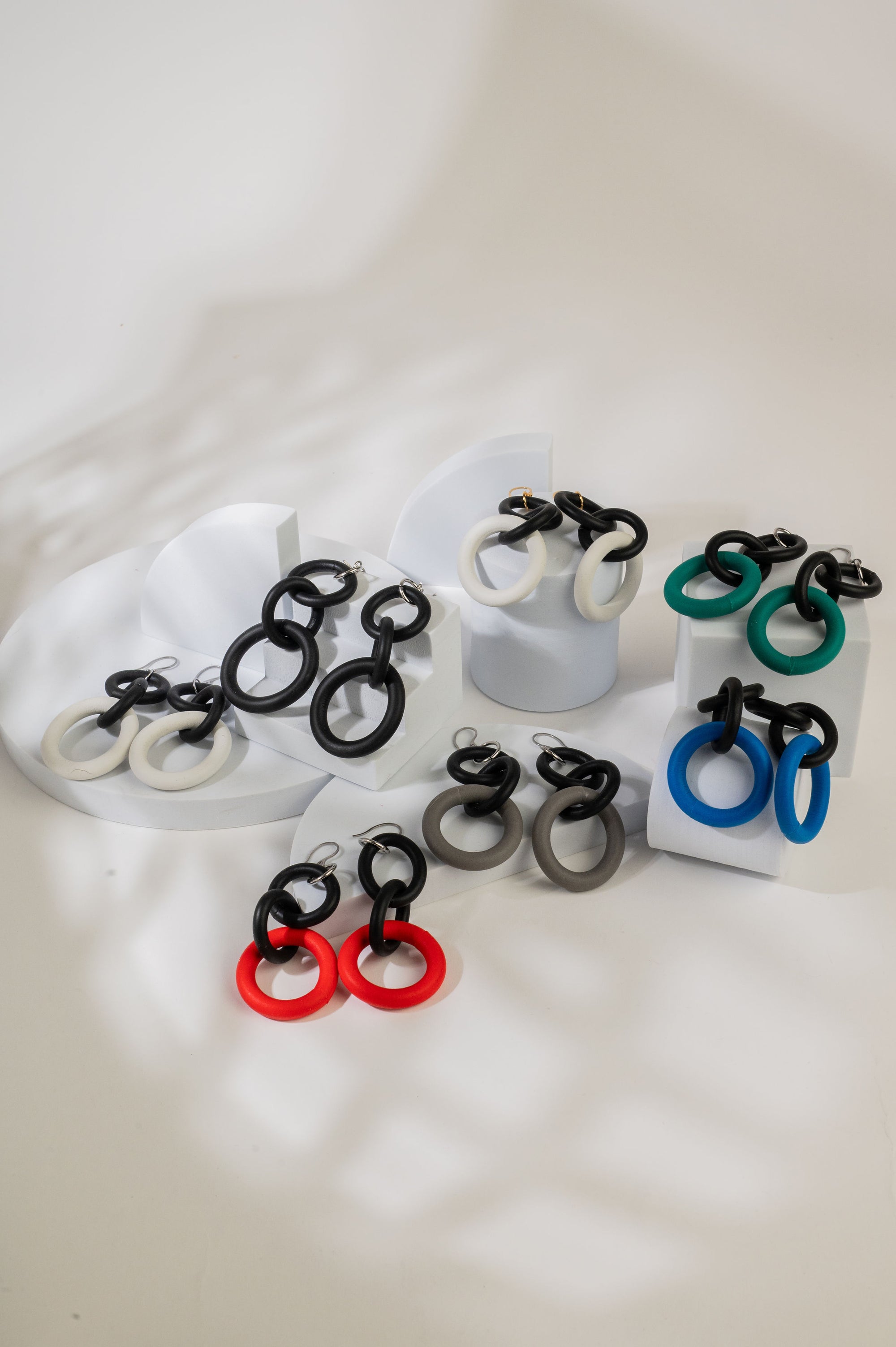 Bicolor Rubber Link Earrings