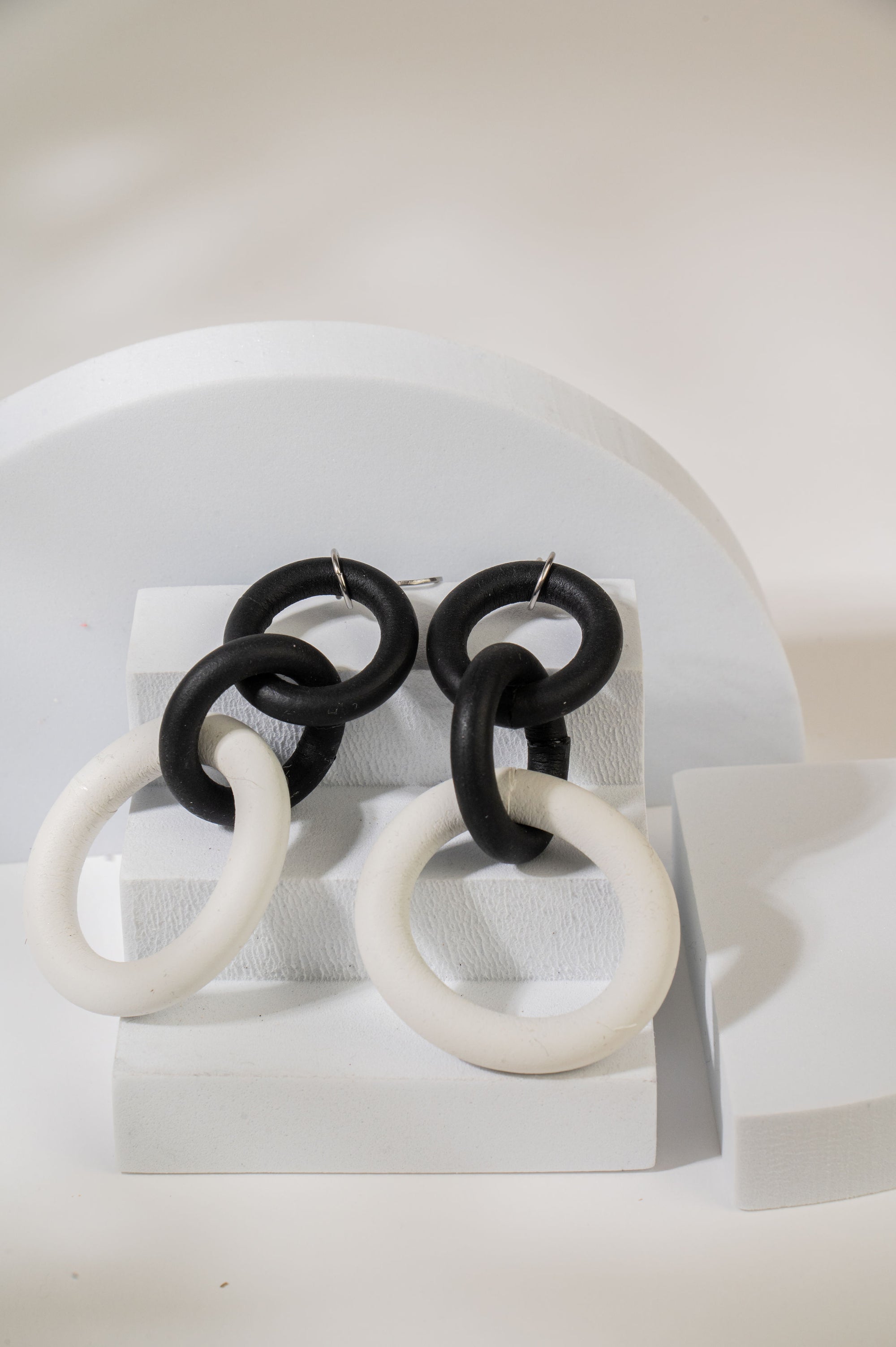 Bicolor Rubber Link Earrings