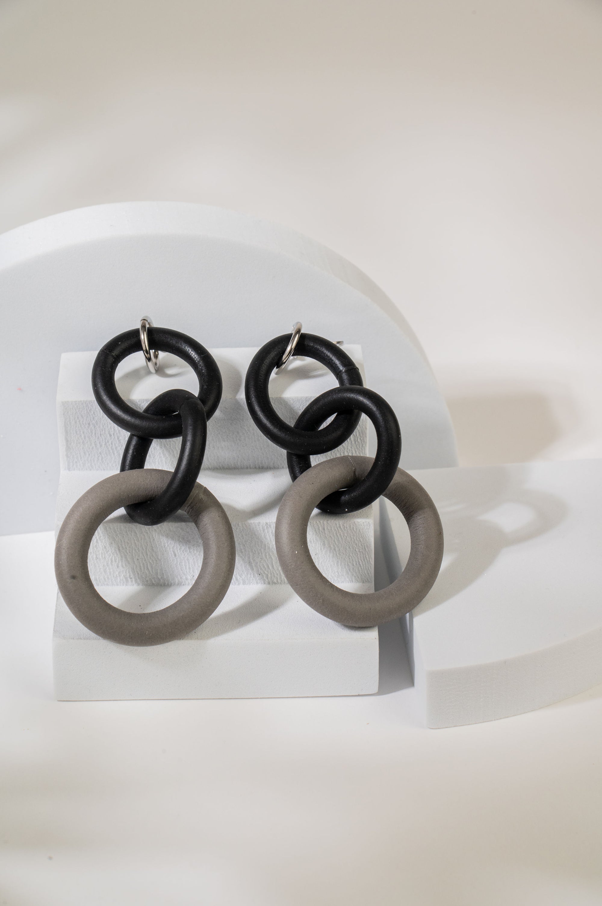 Bicolor Rubber Link Earrings