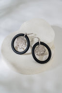 Black Rubber and Pave'd CZ Camellia Earrings