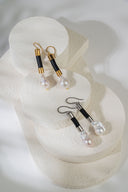 Rubber and Baroque Pearl Earrings Silver or Gold