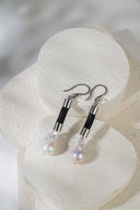 Rubber and Baroque Pearl Earrings Silver or Gold