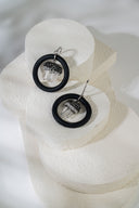 Black Rubber and Pave'd CZ Quartz Earrings