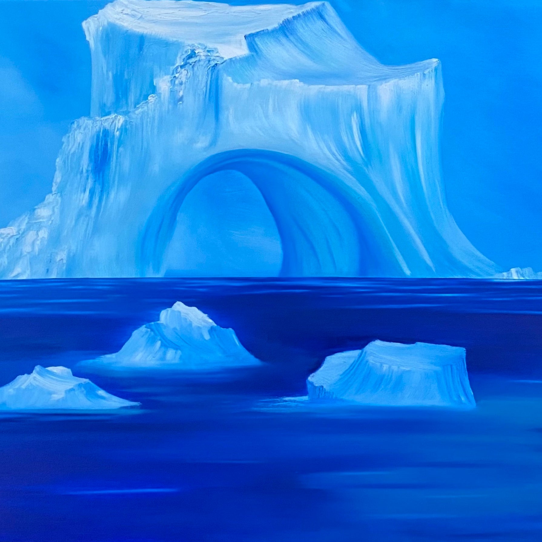 Antarctica oil painting by Delphine Pontvieux (detail)