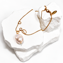 Simple Baroque Pearl Chain Necklace and Earrings in Silver or Gold