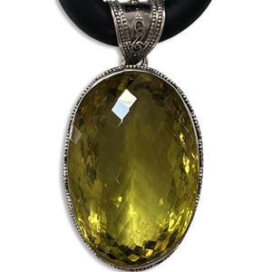 Lemon Topaz and Rubber Necklace #2 by NYET Jewelry