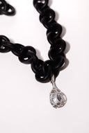 Cage Drop Pendent with Baroque Pearl Rubber Necklace