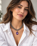 Persian Weave Necklace with Purple Amethyst