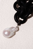 Drop Pendent White Baroque Pearl Rubber Necklace