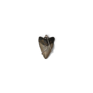 2-STRAND BLACK RUBBER NECKLACE WITH OVERSIZED MEGALODON TOOTH WRAPPED IN SILVER. by NYET Jewelry