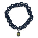 BLACK RUBBER NECKLACE WITH OVAL-CUT FACETED LEMON TOPAZ GEMSTONE BEZEL SET IN SILVER. nyet jewelry