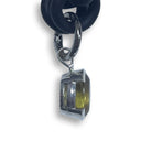 BLACK RUBBER NECKLACE WITH OVAL-CUT FACETED LEMON TOPAZ GEMSTONE BEZEL SET IN SILVER. nyet jewelry