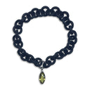 BLACK RUBBER NECKLACE WITH OVAL-CUT FACETED LEMON TOPAZ GEMSTONE BEZEL SET IN SILVER. nyet jewelry