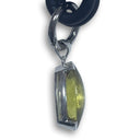 BLACK RUBBER NECKLACE WITH OVAL-CUT FACETED LEMON TOPAZ GEMSTONE BEZEL SET IN SILVER. nyet jewelry