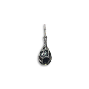 CAGE EARRINGS WITH CZ AND GREY BAROQUE PEARL BY NYET JEWELRY