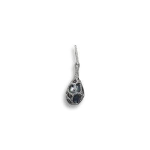 CAGE EARRINGS WITH CZ AND GREY BAROQUE PEARL BY NYET JEWELRY