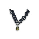 BLACK RUBBER NECKLACE WITH OVAL-CUT FACETED LEMON TOPAZ GEMSTONE BEZEL SET IN SILVER. nyet jewelry